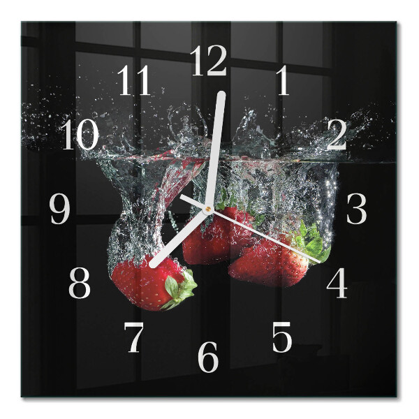 Orologio in vetro decorativo quadrato Fragole