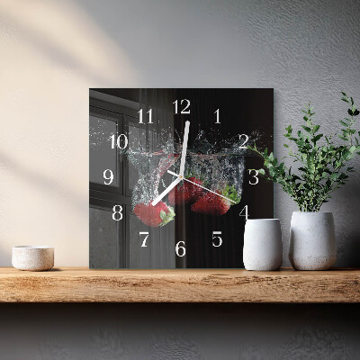 Orologio in vetro decorativo quadrato Fragole
