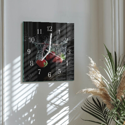 Orologio in vetro decorativo quadrato Fragole