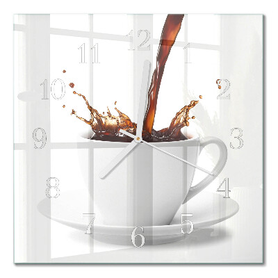 Quadrato orologio quadrato in vetro Una tazza di caffè