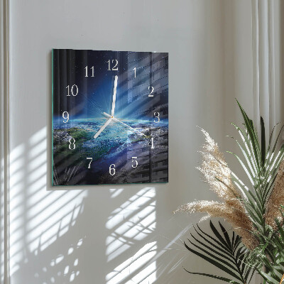 Quadrato orologio quadrato in vetro L'universo della Terra
