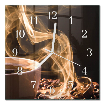 Orologio in vetro decorativo quadrato Una tazza di caffè