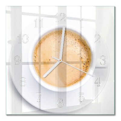 Orologio in vetro decorativo quadrato Una tazza di caffè