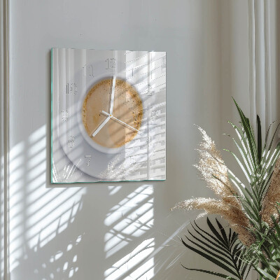 Orologio in vetro decorativo quadrato Una tazza di caffè