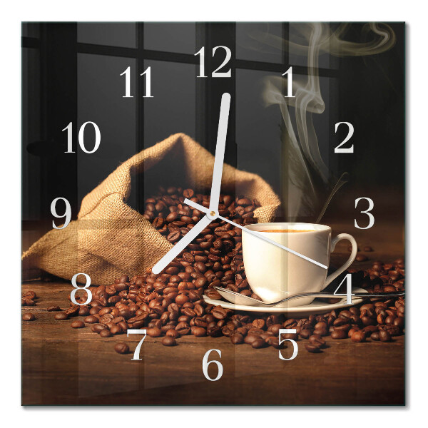 Quadrato orologio quadrato in vetro Chicchi di caffè