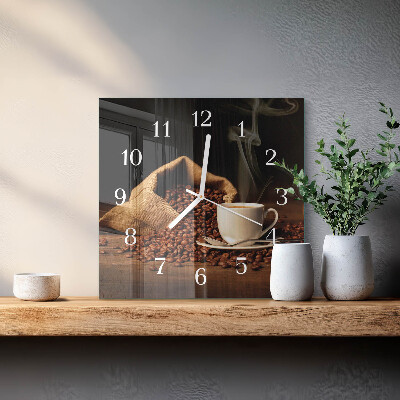 Quadrato orologio quadrato in vetro Chicchi di caffè