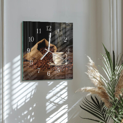 Quadrato orologio quadrato in vetro Chicchi di caffè