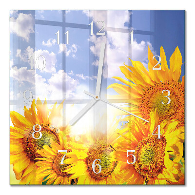Orologio in vetro decorativo quadrato Girasoli