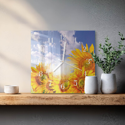 Orologio in vetro decorativo quadrato Girasoli