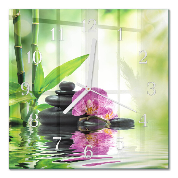 Quadrato orologio quadrato in vetro Piscina Orchidea