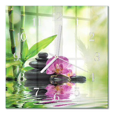 Quadrato orologio quadrato in vetro Piscina Orchidea