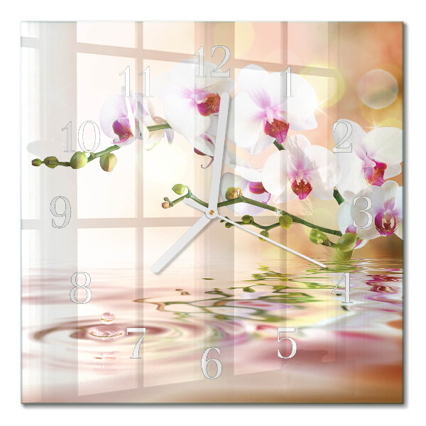 Orologio in vetro decorativo quadrato Orchidea