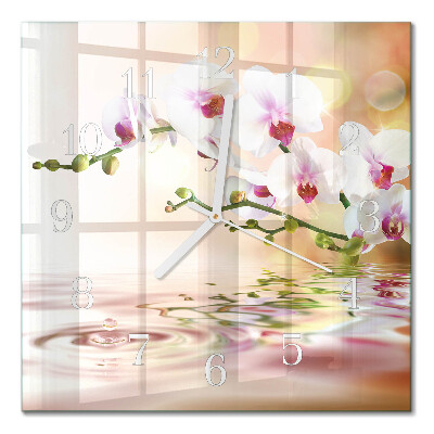 Orologio in vetro decorativo quadrato Orchidea