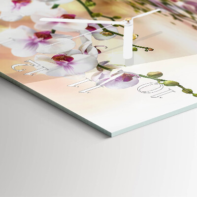 Orologio in vetro decorativo quadrato Orchidea