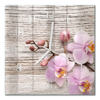 Orologio in vetro decorativo quadrato Orchidea
