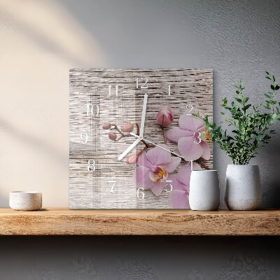 Orologio in vetro decorativo quadrato Orchidea