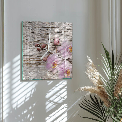 Orologio in vetro decorativo quadrato Orchidea