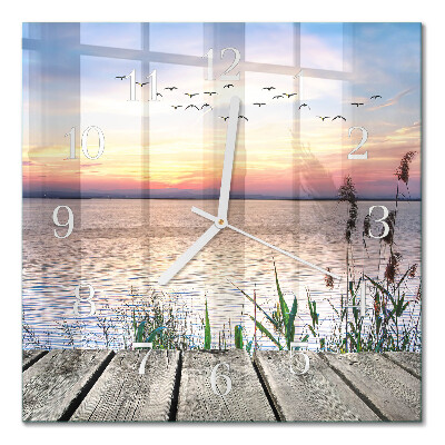 Quadrato orologio quadrato in vetro Lago