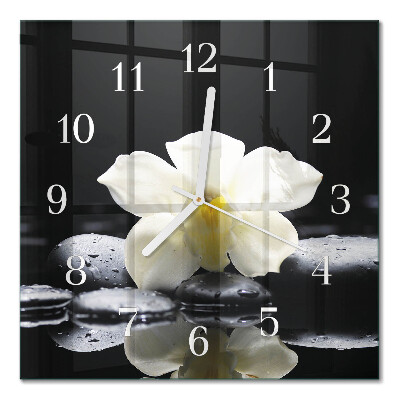 Orologio da parete quadrato Pietre e orchidee