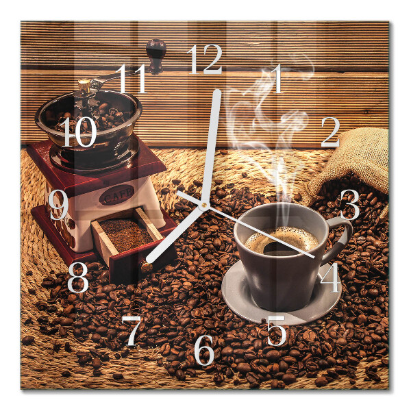 Quadrato orologio quadrato in vetro Chicchi di caffè