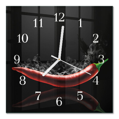 Orologio in vetro decorativo quadrato Peperoncini