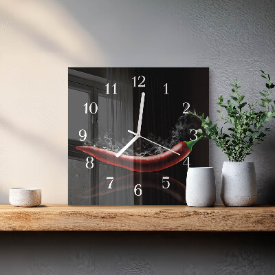 Orologio in vetro decorativo quadrato Peperoncini