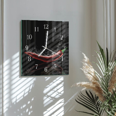 Orologio in vetro decorativo quadrato Peperoncini