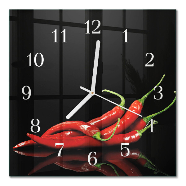 Quadrato orologio quadrato in vetro Peperoncini