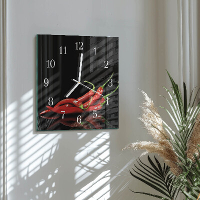 Quadrato orologio quadrato in vetro Peperoncini
