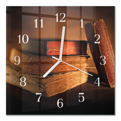 Orologio in vetro decorativo quadrato Libro