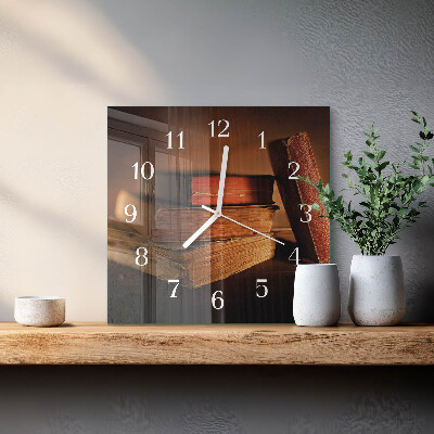 Orologio in vetro decorativo quadrato Libro