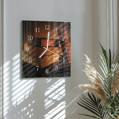 Orologio in vetro decorativo quadrato Libro