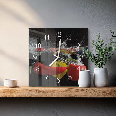 Quadrato orologio quadrato in vetro Pepe