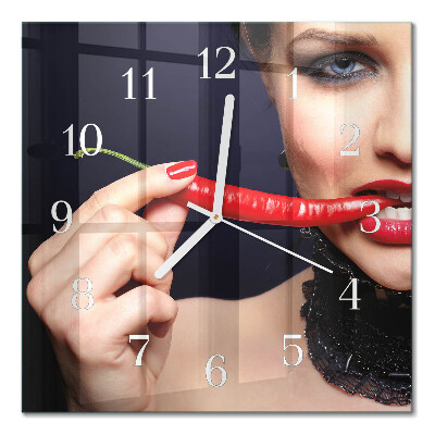 Quadrato orologio quadrato in vetro Peperoncino
