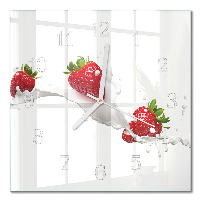 Quadrato orologio quadrato in vetro Fragola
