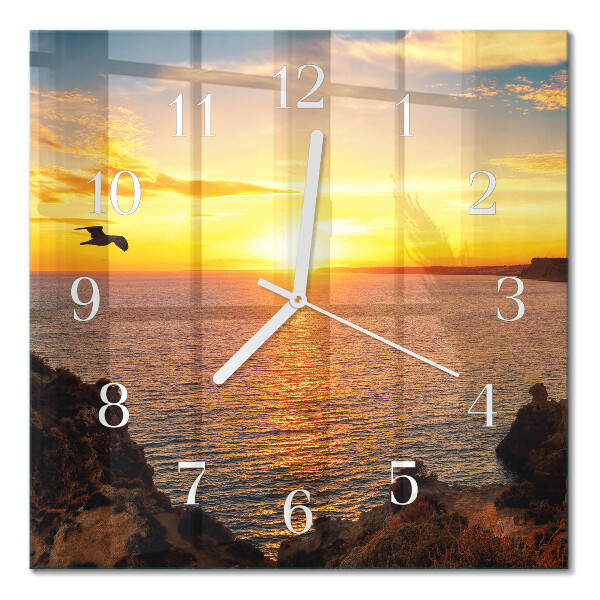 Quadrato orologio quadrato in vetro Tramonto