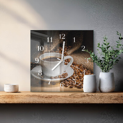 Quadrato orologio quadrato in vetro Caffè