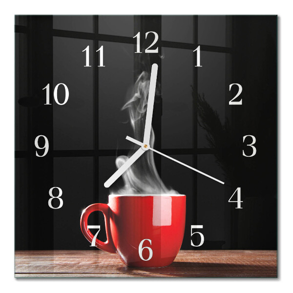 Quadrato orologio Una tazza di caffè