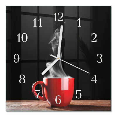 Quadrato orologio Una tazza di caffè