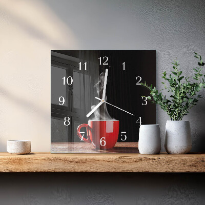 Quadrato orologio Una tazza di caffè