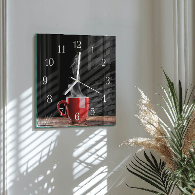 Quadrato orologio Una tazza di caffè