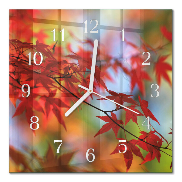 Quadrato orologio quadrato in vetro Foglie d'acero