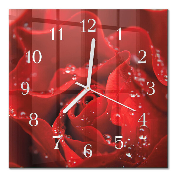 Quadrato orologio quadrato in vetro Rosa