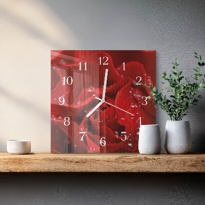 Quadrato orologio quadrato in vetro Rosa