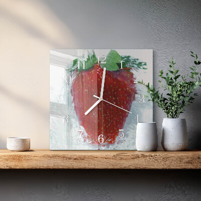 Quadrato orologio quadrato in vetro Fragola