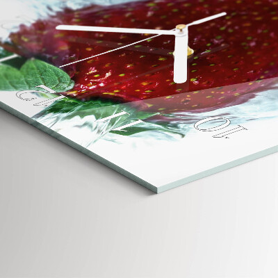 Quadrato orologio quadrato in vetro Fragola