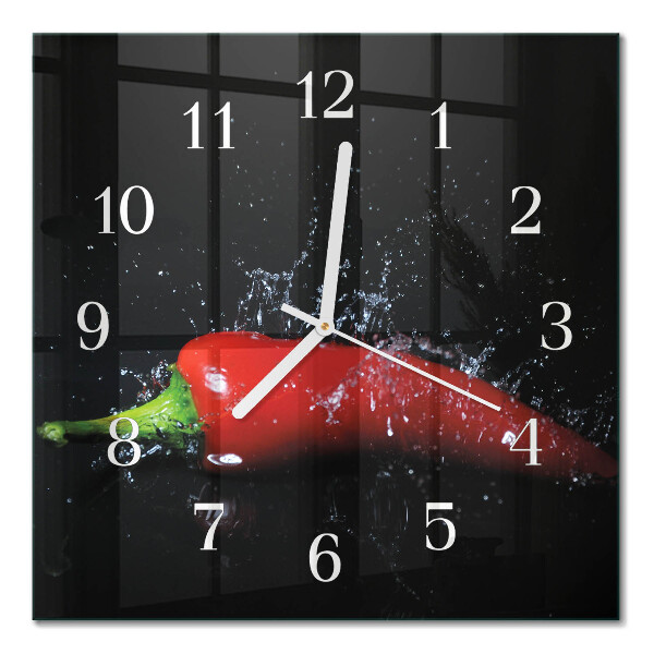 Orologio in vetro decorativo quadrato Peperoncini