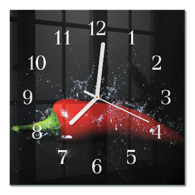 Orologio in vetro decorativo quadrato Peperoncini
