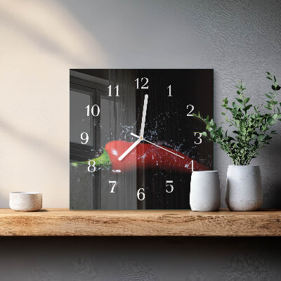 Orologio in vetro decorativo quadrato Peperoncini