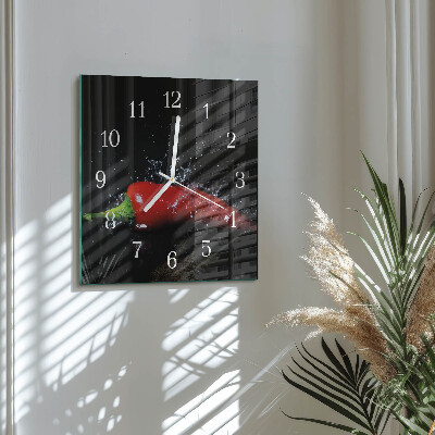 Orologio in vetro decorativo quadrato Peperoncini